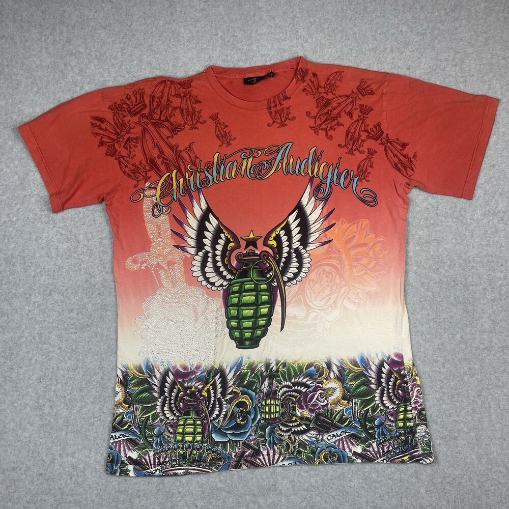 Christian Audigier Los Angeles Tattoo Shirt Short Sleeve  Size XL Vintage RARE